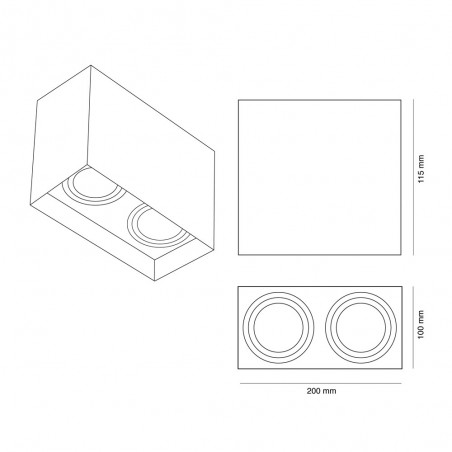 Spot de plafond Classic Blanc (2 lumières)