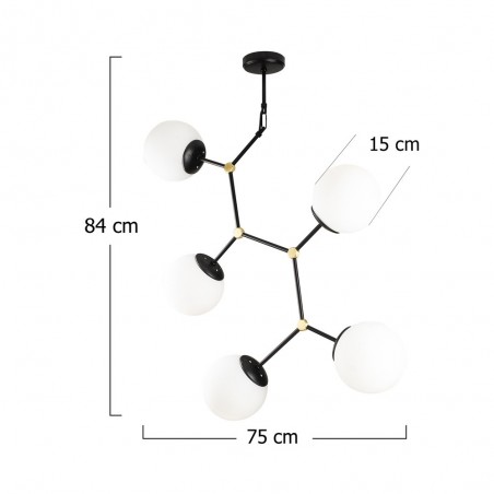 Lampe de suspension Mulen Noir (5 lumieres)