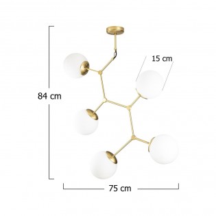 Lampe de suspension Mulen Or (5 lumieres)