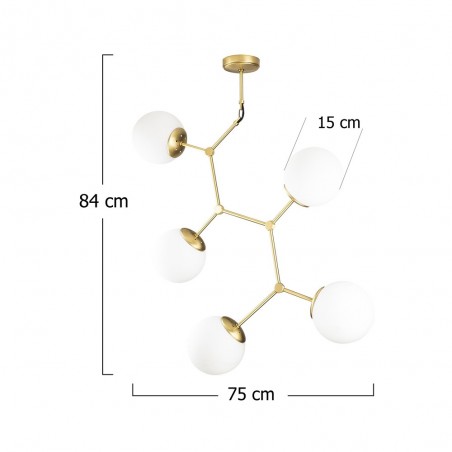Lampe de suspension Mulen Or (5 lumieres)