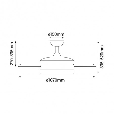 Ventilateur LED avec pales pliantes Bombay L (36W)