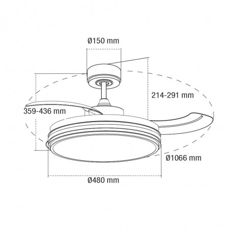 Ventilateur LED Garin Dimmable Noir (35W)