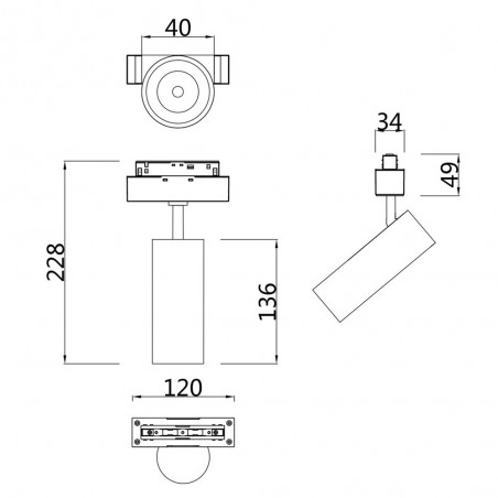 Foco de carril magnético Led Mileto (7W)
