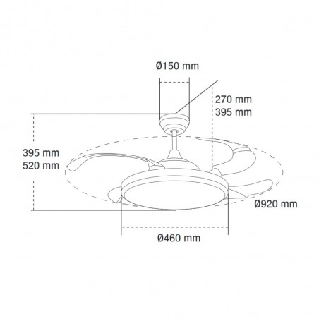 Ventilateur à LED avec pales rétractables Camel CCT (36W)