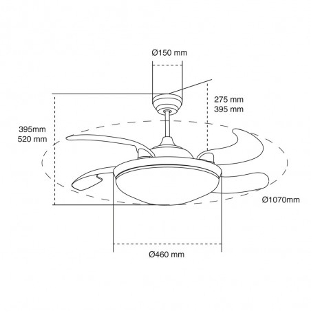 Ventilateur á LED avec haut-parleur Maria CCT (36W)