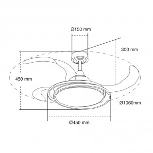 Ventilateur LED avec pales pliantes Antila Dimmable (45W)