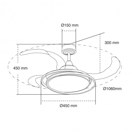Ventilateur LED avec pales pliantes Antila Dimmable (45W)