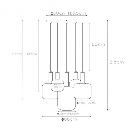 Lampe de suspension Joanet (5 lumieres)