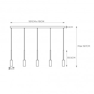 Regletté de plafond LED Tubule (5x7W)