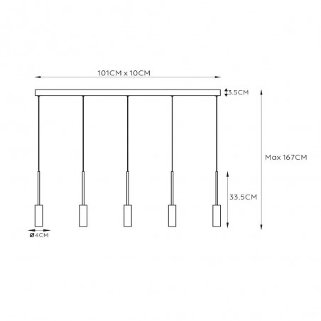 Regletté de plafond LED Tubule (5x7W)